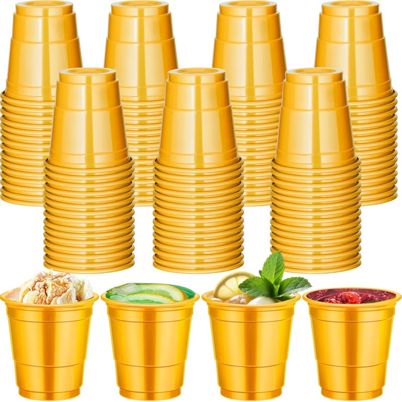 cssopenss 120 Pcs 2 oz Yellow Shot Cups yellow Plastic shot Glasses Thanksgiving Shot Glasses Disposable for Drinking Tastings Served Snacks Jello Tastings and Samples - Image 1